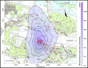 Dispersion modelling can predict the impact of odour emissions from your proposed stack.