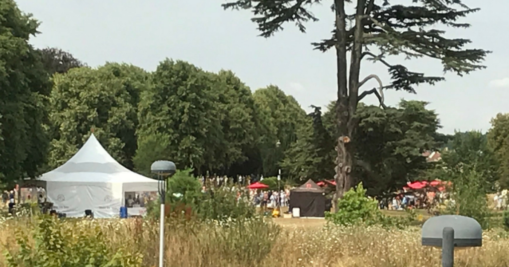 The view of the Antiques Roadshow queue. Will they like our machine for testing odour samples?