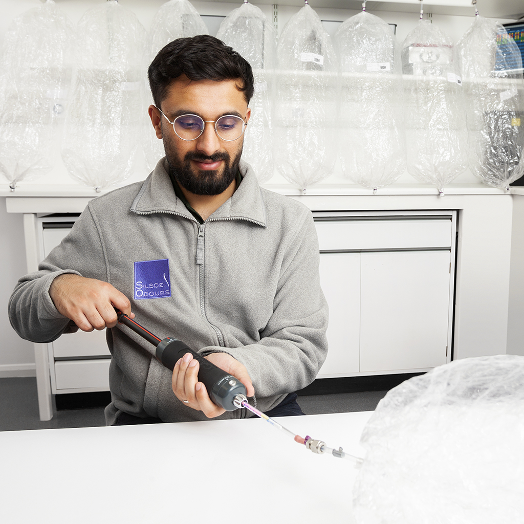 Ammonia should form part of your air quality considerations. Here, Dhruv Joshi from Silsoe Odours tests a sample for ammonia