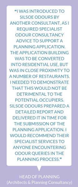 The Head of Planning at a prominent architects & planning consultancy engaged Silsoe Odours for odour assessment reports for a planning application